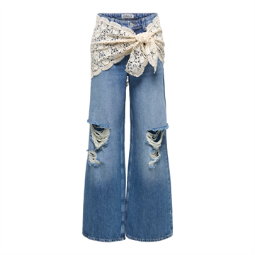 ONLY CARRIE CROCHET JEANS MEDIUM BLUE - 15382063